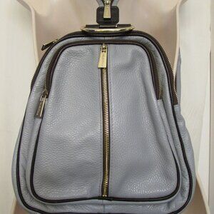 VALENTINA Black Pebbled Leather Convertible Backpack Sling Bag Bag 11"